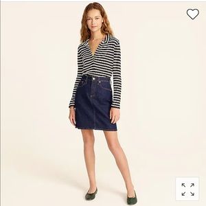 J. Crew Ribbed polo T-shirt in black & white stripe